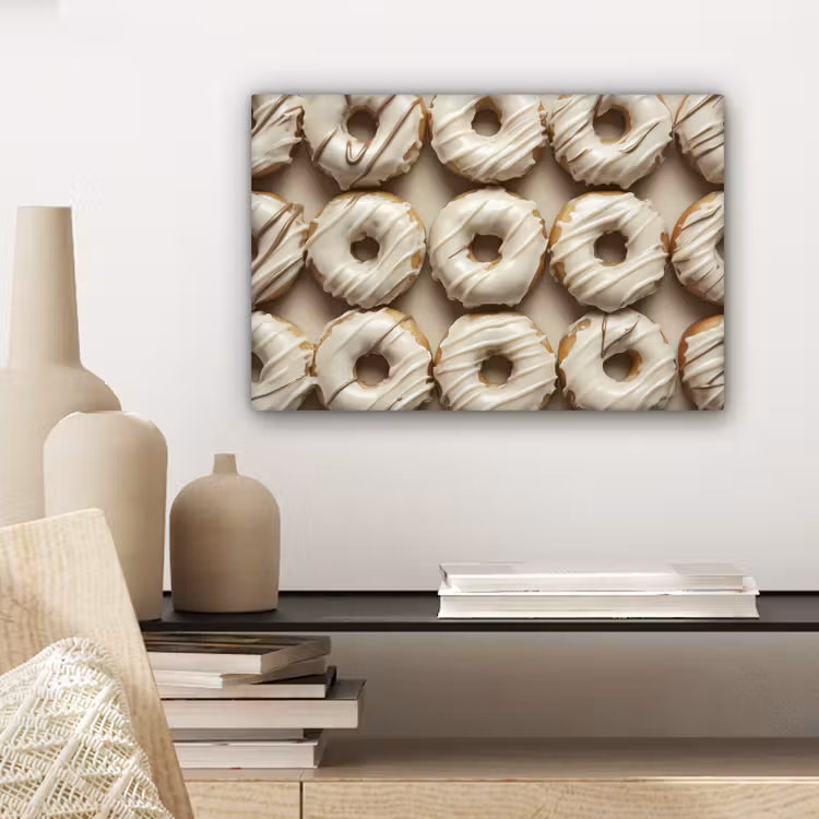 Donuts - Chocolade - Wit - Beige canvas 2cm klein -sfeer6