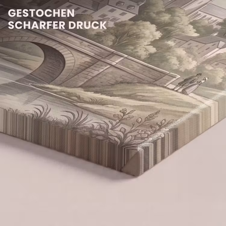 Dorp - Brug - Uitzicht - Groen canvas 2cm klein -closeup_print_DE
