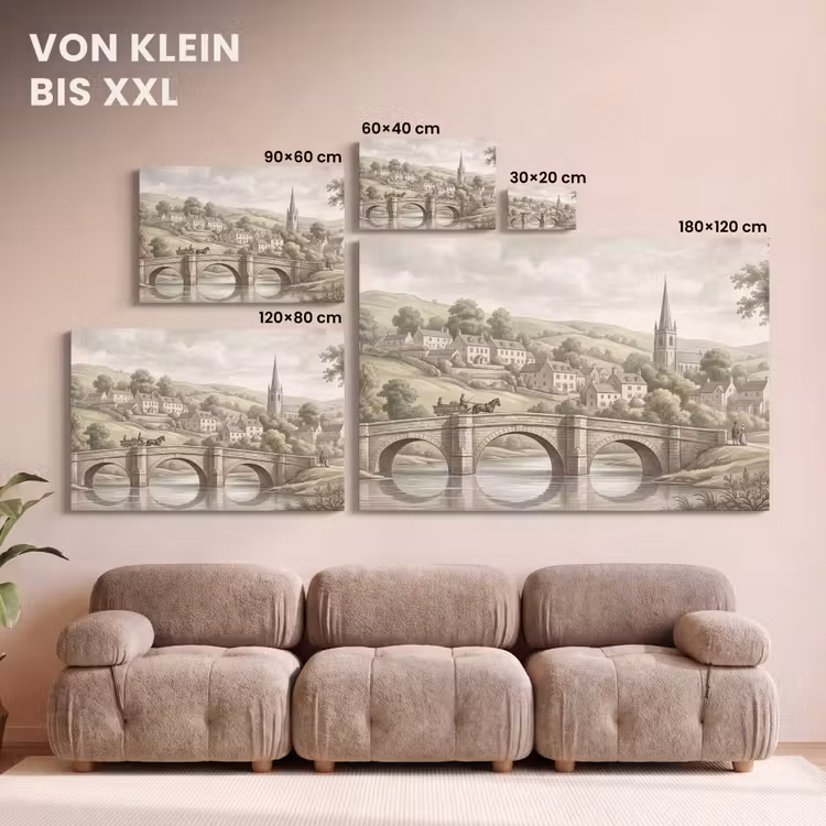 Dorp - Brug - Uitzicht - Groen canvas 2cm klein -Xsfeer8_DE