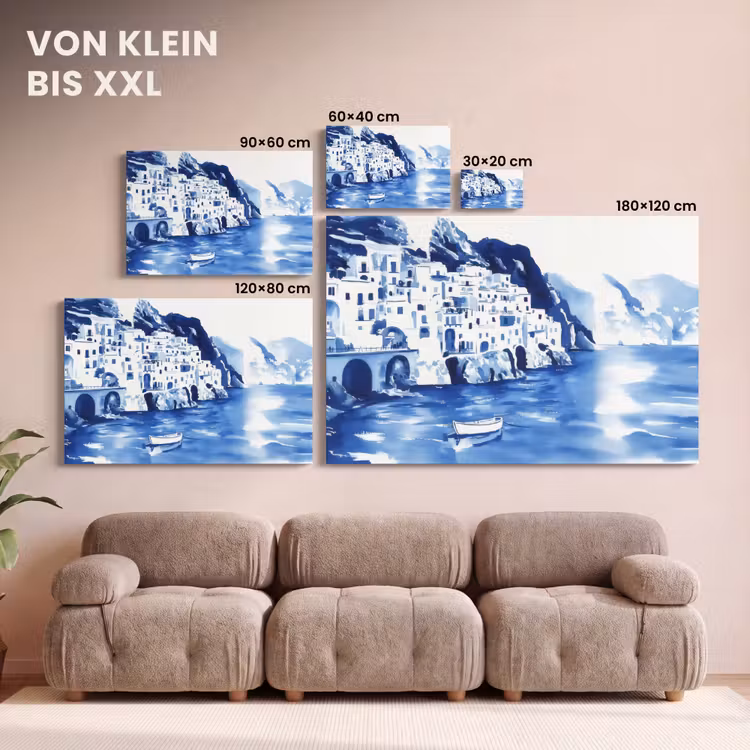 Dorp - Rotswand - Roeiboot - Water canvas 2cm klein -Xsfeer8_DE