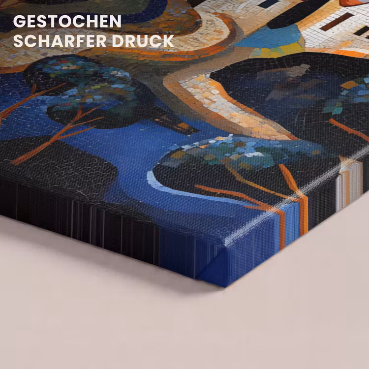 Dorp - Heuvelachtig - Zon - Mozaïek canvas 2cm klein -uniquesellingpoint_afwerking-onlywow_DE