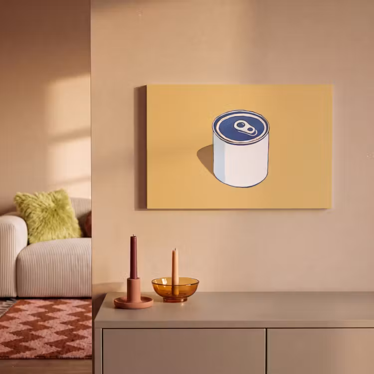 Blikje - Minimalistisch - Blauw - Illustratie canvas 2cm klein -sfeer1