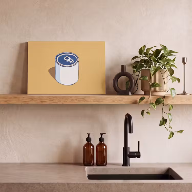 Blikje - Minimalistisch - Blauw - Illustratie canvas 2cm klein -closeup_print_DE