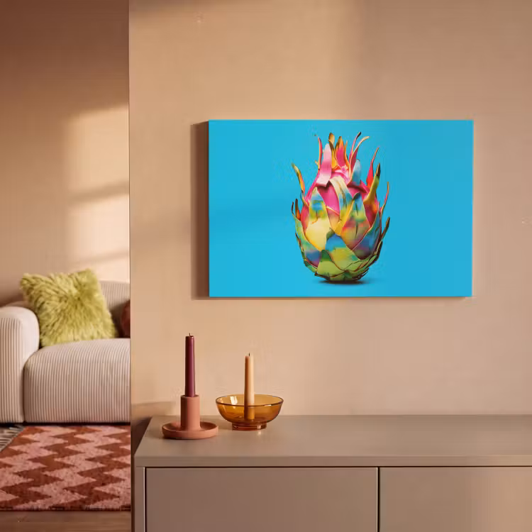Drakenfruit - Blauw - Levendig canvas 2cm klein -sfeer1
