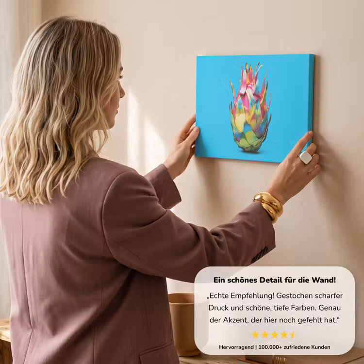 Drakenfruit - Blauw - Levendig canvas 2cm klein -sfeer3