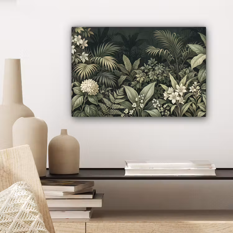 Jungle - Bladeren - Botanisch - Groen canvas 2cm klein -sfeer6