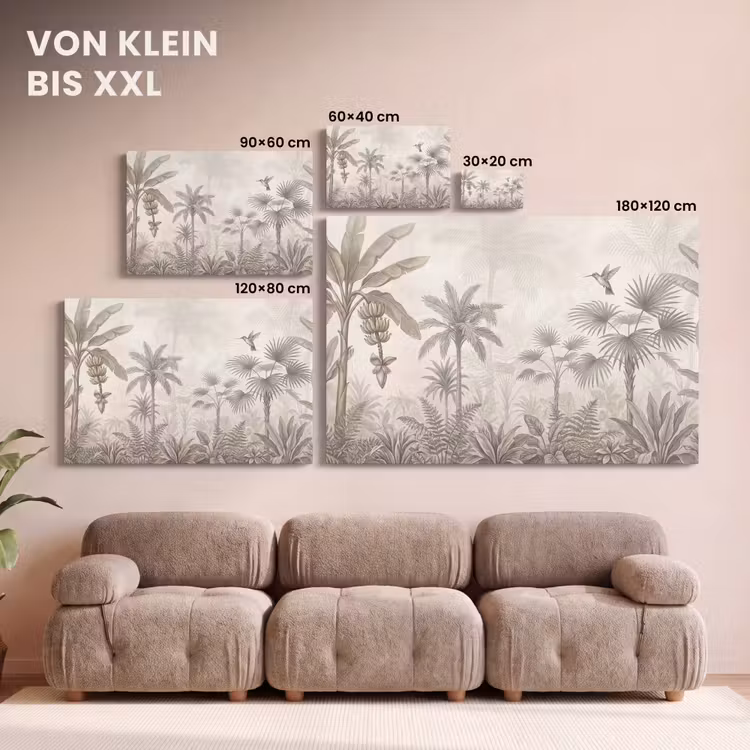 Jungle - Banenboom - Kolibrie - Beige canvas 2cm klein -Xsfeer8_DE