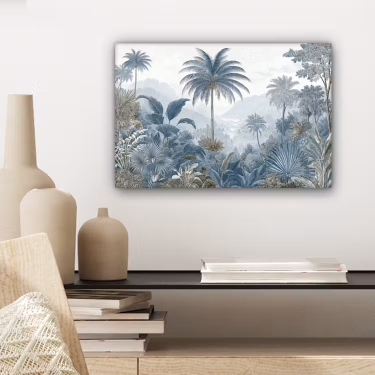 Jungle - Modern - Blauw - Groen canvas 2cm klein -closeup_print_DE
