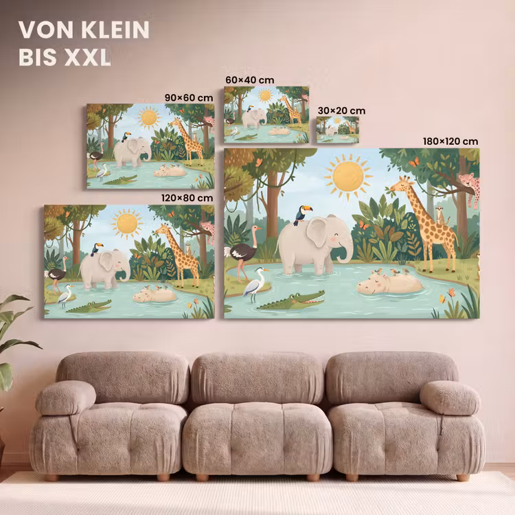 Jungle - Oase - Dieren - Kleurrijk canvas 2cm klein -Xsfeer8_DE