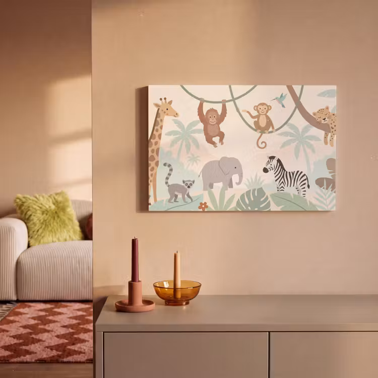 Jungle - Dieren - Groen canvas 2cm klein -sfeer1