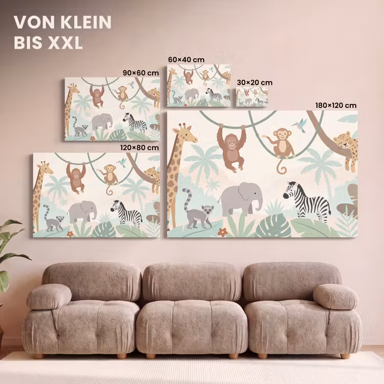 Jungle - Dieren - Groen canvas 2cm klein -Xsfeer8_DE