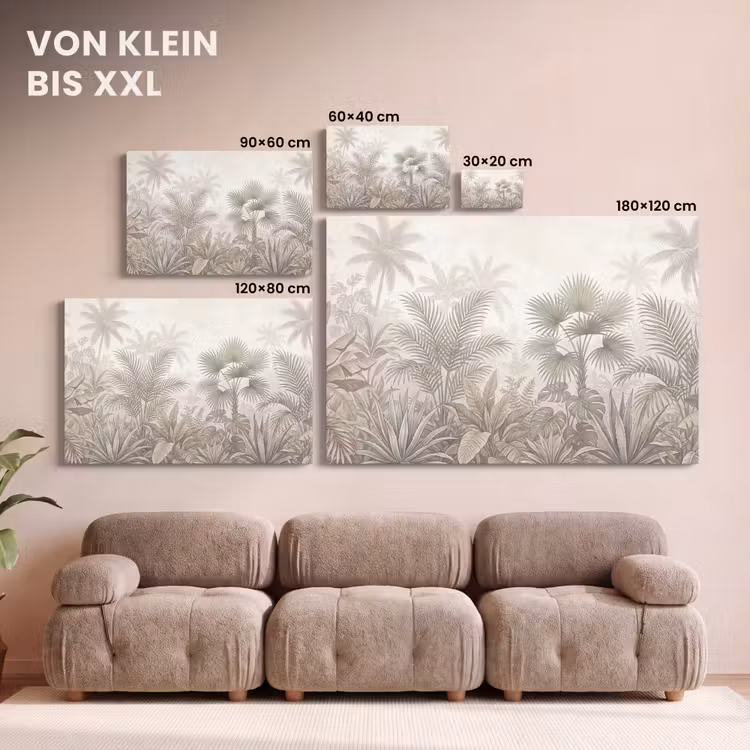 Jungle - Tropisch - Natuur -Vintage - Beige canvas 2cm klein -Xsfeer8_DE