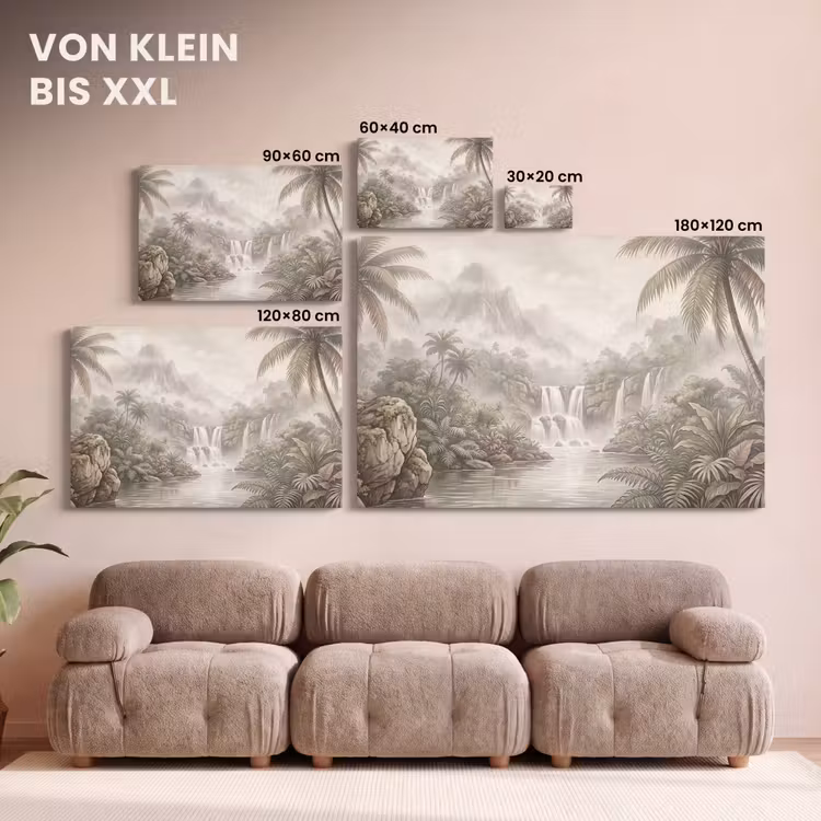 Jungle - Watervallen - Tropisch - Illustratie canvas 2cm klein -Xsfeer8_DE