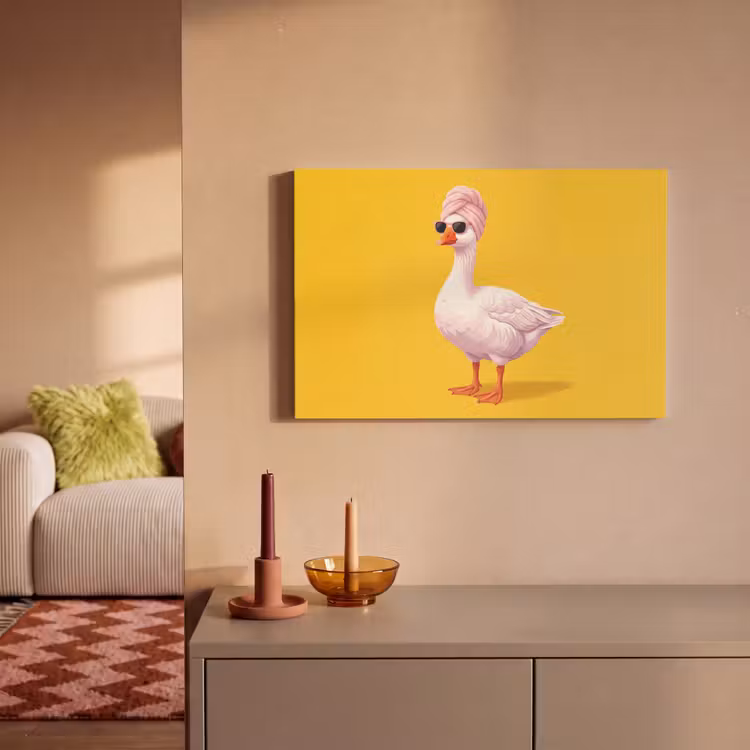 Eend - Zonnebril - Geel canvas 2cm klein -sfeer1