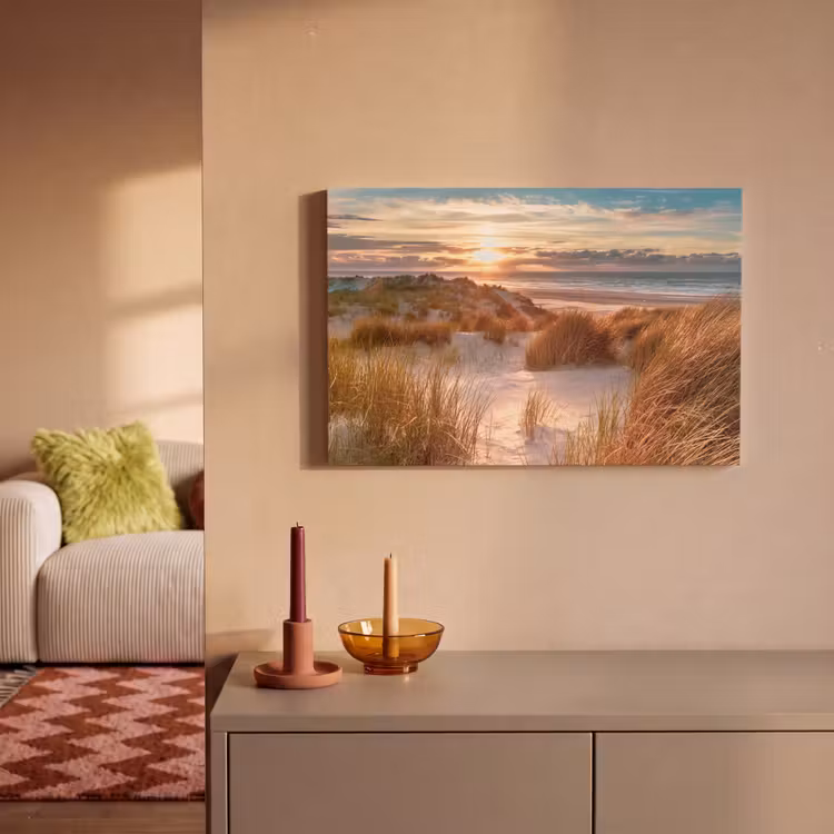 Duin - Planten - Zonsondergang - Strand - Zee canvas 2cm klein -sfeer1