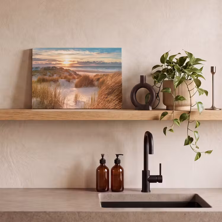 Duin - Planten - Zonsondergang - Strand - Zee canvas 2cm klein -sfeer3
