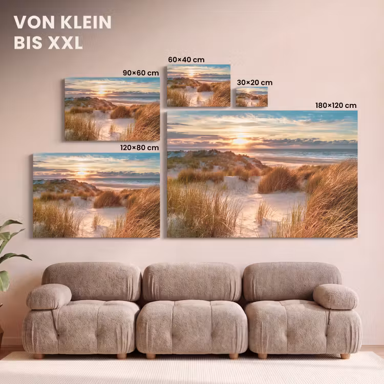 Duin - Planten - Zonsondergang - Strand - Zee canvas 2cm klein -Xsfeer8_DE