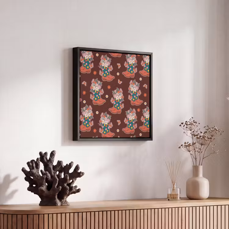 Donker - Cowboy - Laars - Patroon Canvas met baklijst klein 1124 -atmosphere_sfeer4_global