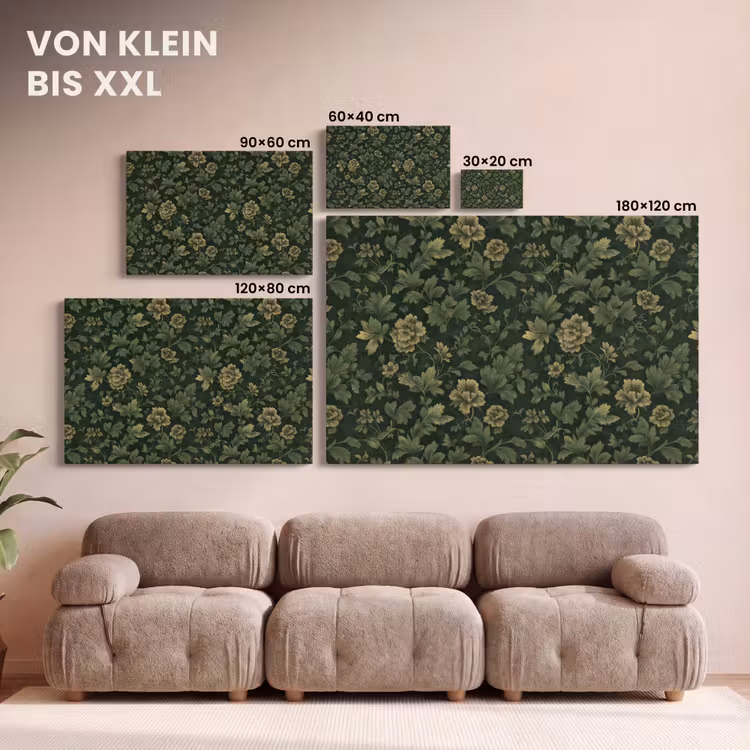 Donker - Groen - Goud - Botanisch canvas 2cm klein 34 -Xsfeer8_DE