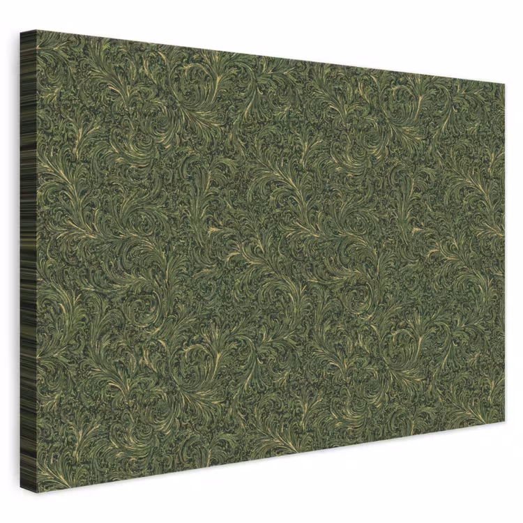 Donker - Groen - Krullend - Botanisch canvas 2cm klein 34 -3d