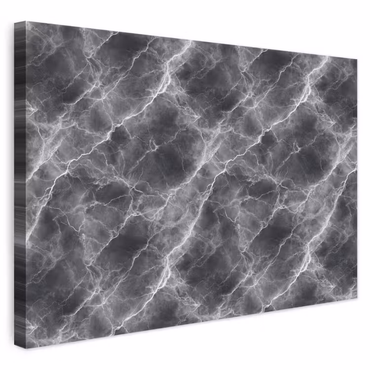 Donkergrijs - Bliksem - Marmer canvas 2cm klein 34 -3d