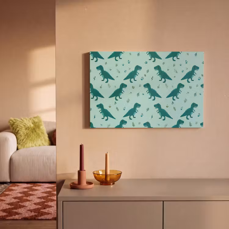 Donkergroen - Dinosaurussen - Afdrukken - Bladeren canvas 2cm klein -sfeer1