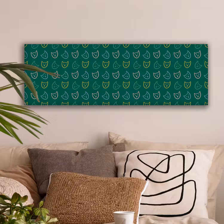 Donkergroen - Gezichten - Katten - Kleuren canvas 2cm klein 828 -sfeer1