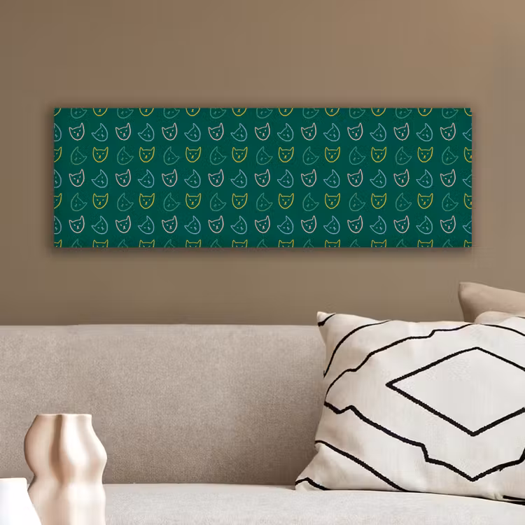 Donkergroen - Gezichten - Katten - Kleuren canvas 2cm klein 828 -sfeer3