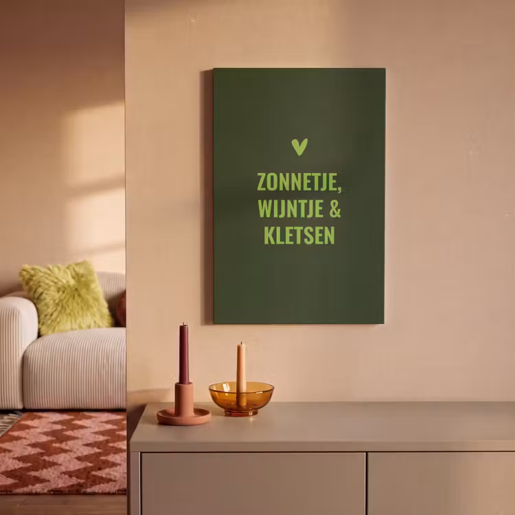 Donkergroen - Quote - Zon - Zomer canvas 2cm klein -sfeer1
