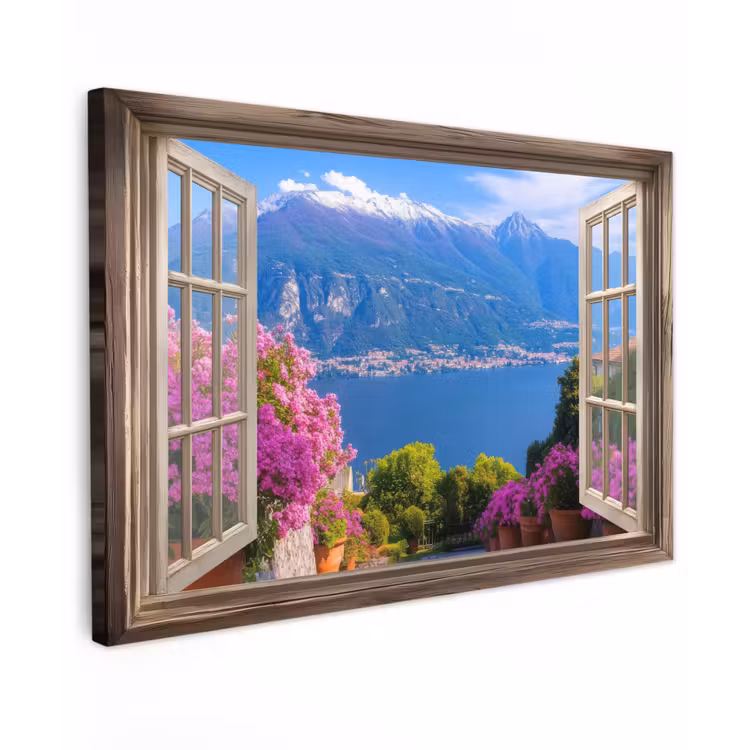 Doorkijk - Berg - Landschap - Uitzicht - Meer canvas 2cm klein -z3d