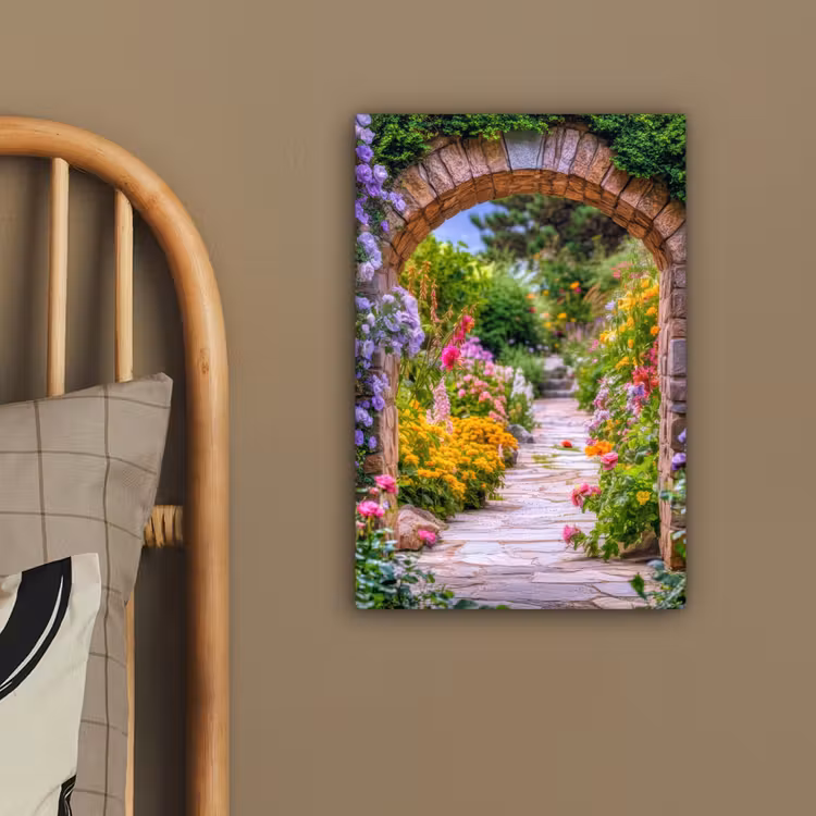 Doorkijk - Bloemen - Pad - Natuur canvas 2cm klein -sfeer3