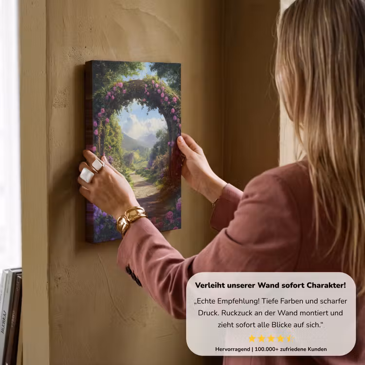 Doorkijk - Rozenboog - Uitzicht - Landschap - Bloemen canvas 2cm klein -sfeer3
