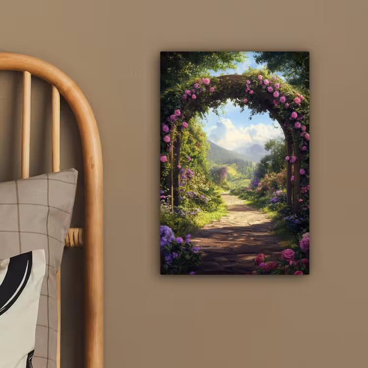Doorkijk - Rozenboog - Uitzicht - Landschap - Bloemen canvas 2cm klein -atmosphere_sfeer3_global