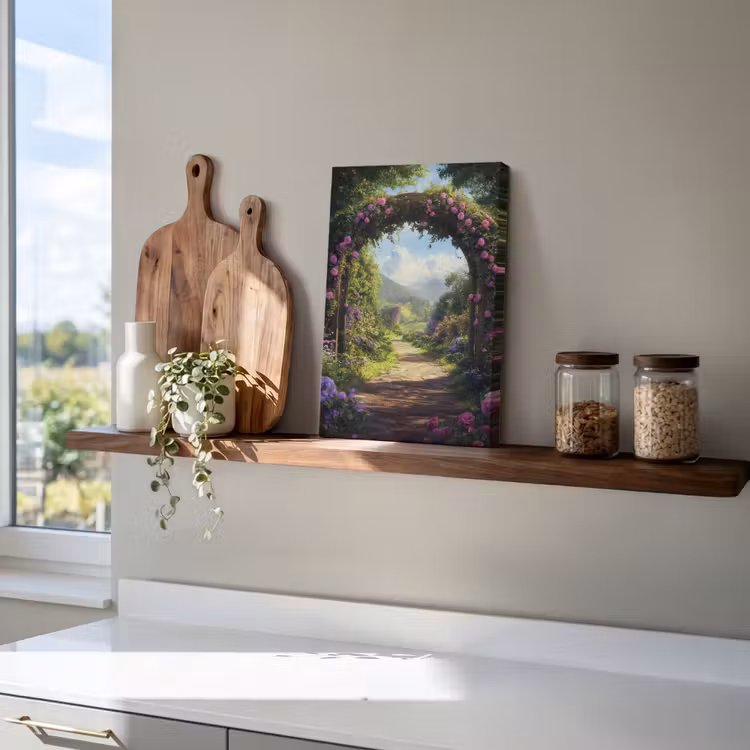 Doorkijk - Rozenboog - Uitzicht - Landschap - Bloemen canvas 2cm klein -closeup_print_DE
