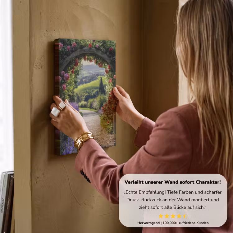 Doorkijk - Tuinboog - Bloemen - Natuur - Pad canvas 2cm klein -Xsfeer7_DE