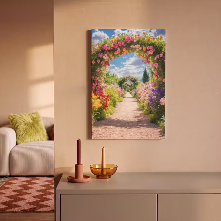 Doorkijk - Bloemen - Kleurrijk - Natuur canvas 2cm klein -sfeer1