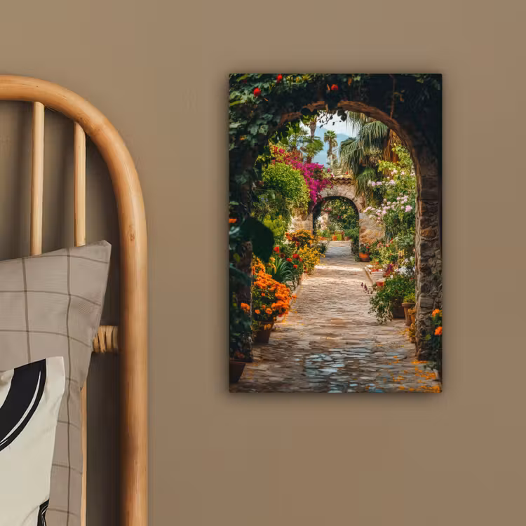 Doorkijk - Bloemen - Poort - Stenen canvas 2cm klein -atmosphere_sfeer3_global