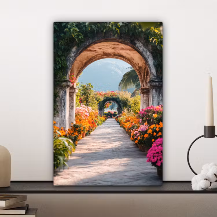 Doorkijk - Bloemen - Tropisch - Kleurrijk canvas 2cm klein -atmosphere_sfeer3_global