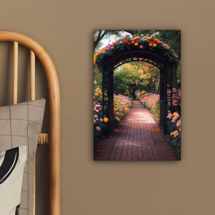 Doorkijk - Bloemen - Pad - Natuur - Kleurrijk canvas 2cm klein -atmosphere_sfeer3_global