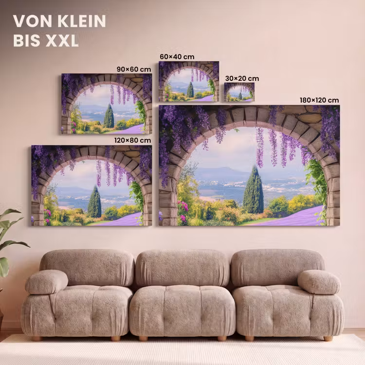 Doorkijk - Lavendel - Bloemen - Paars - Poort canvas 2cm klein -Xsfeer8_DE