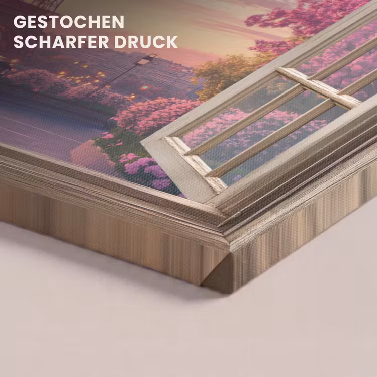 Doorkijk - Parijs - Eiffeltoren - Roze - Kersenbloesem canvas 2cm klein -uniquesellingpoint_afwerking-onlywow_DE