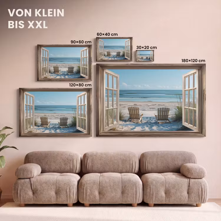 Doorkijk - Strandstoelen - Duinen - Zee - Natuur canvas 2cm klein -Xsfeer8_DE