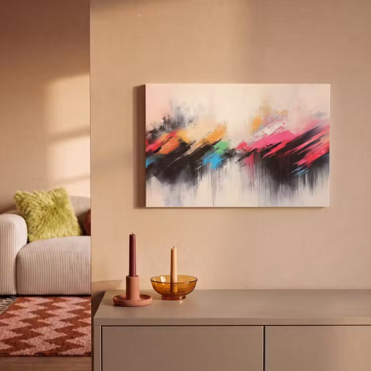 Dynamisch - Abstract - Kleurrijk - Zwart canvas 2cm klein -sfeer1