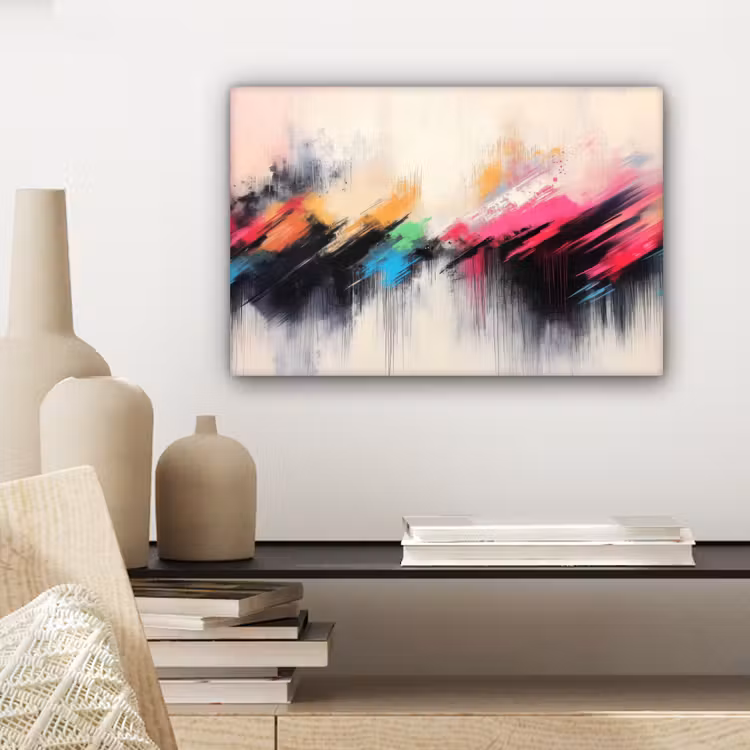 Dynamisch - Abstract - Kleurrijk - Zwart canvas 2cm klein -closeup_print_DE
