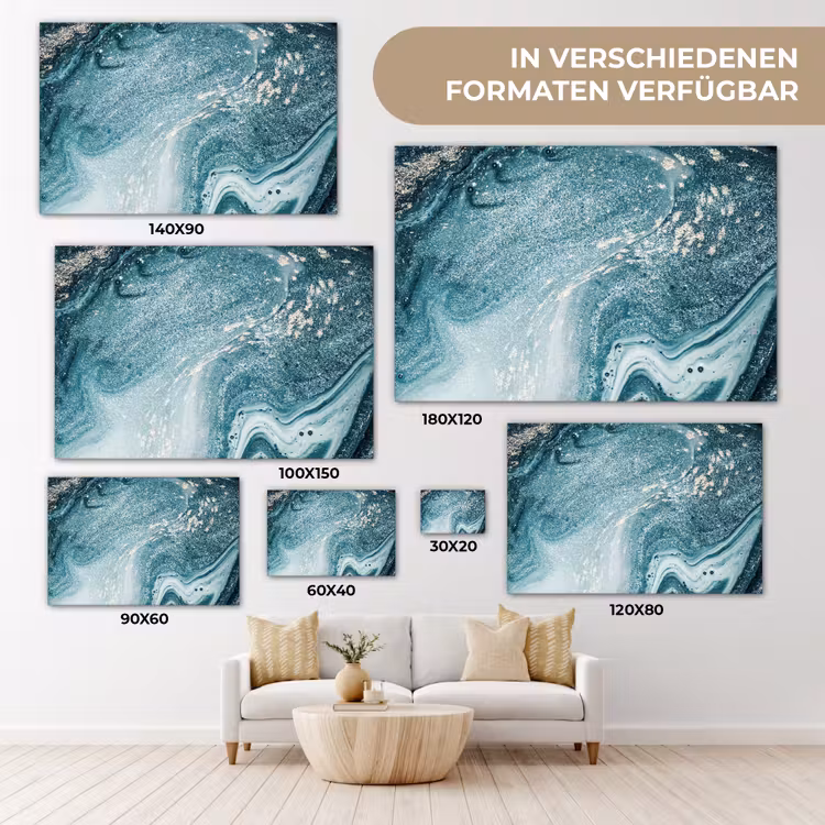 Marmer look - Blauw - Luxe canvas 2cm klein -Xsfeer8_DE