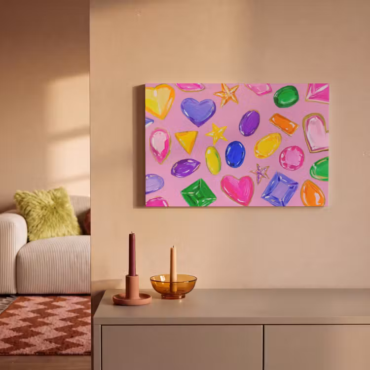 Edelstenen - Vormen - Hartje - Kleurrijk canvas 2cm klein -sfeer1