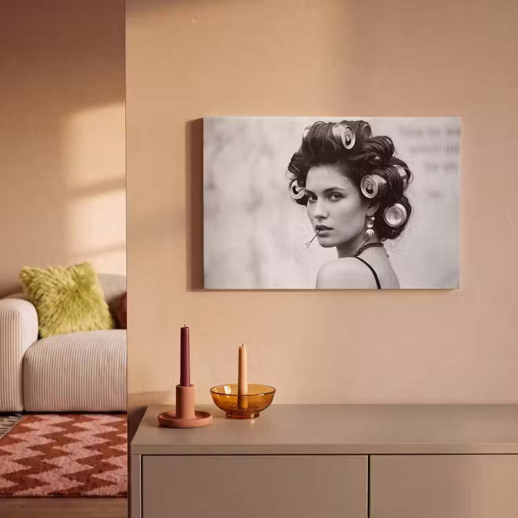 Edgy - Vrouw - Zwart - Wit canvas 2cm klein -sfeer1