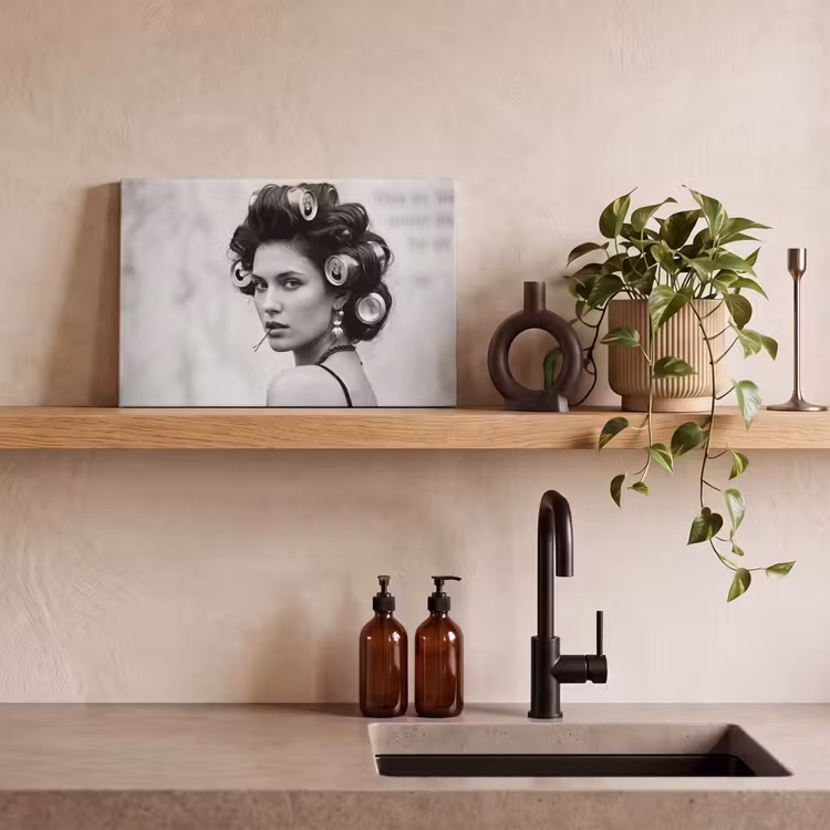Edgy - Vrouw - Zwart - Wit canvas 2cm klein -sfeer3