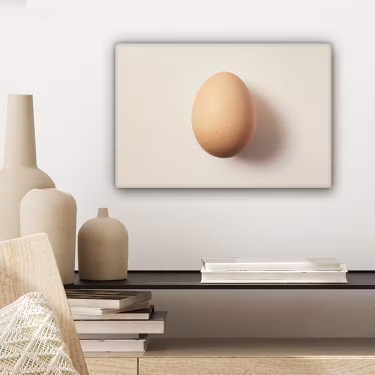 Ei - Beige - Ovaal - Egaal canvas 2cm klein -sfeer6