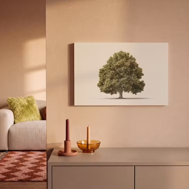 Eikenboom - Groen - Lichte achtergrond canvas 2cm klein -sfeer1